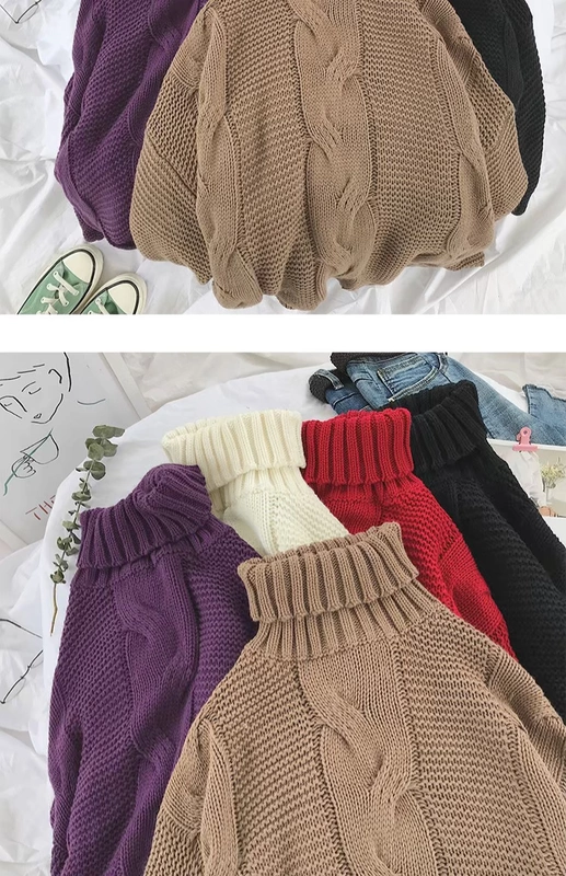 Dây chuyền dày xoắn cổ áo len áo len nam cộng với phân bón XL lỏng áo dày đầu thủy triều mùa đông chất béo Nhật Bản áo len nam cổ tim