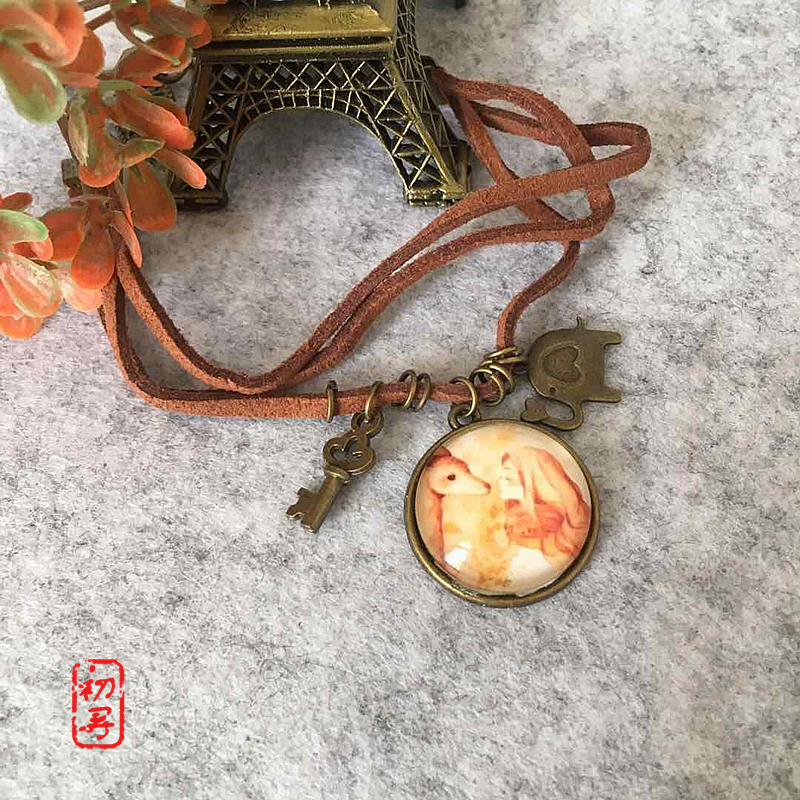 Chuxun Jewelry Girl and Deer Time Gemstone Bronze Bracelet Vintage Multi-Layered Leather Bracelet Accessories Year-End Clearance