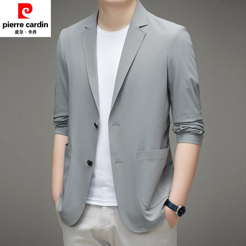 Pierre Cardin Ice Silk Sun Protection Jacket Men's Suit Spring and Summer Casual Small Suit Casual Single Jacket Lightweight Trendy Coat