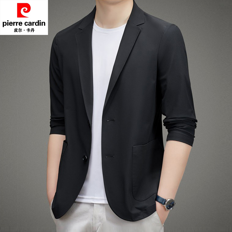 Pierre Cardin Ice Silk High-Elasticity Sun Protection Clothing for Men, Lightweight Small Suit, Spring and Summer Suit, Casual Single Suit Jacket