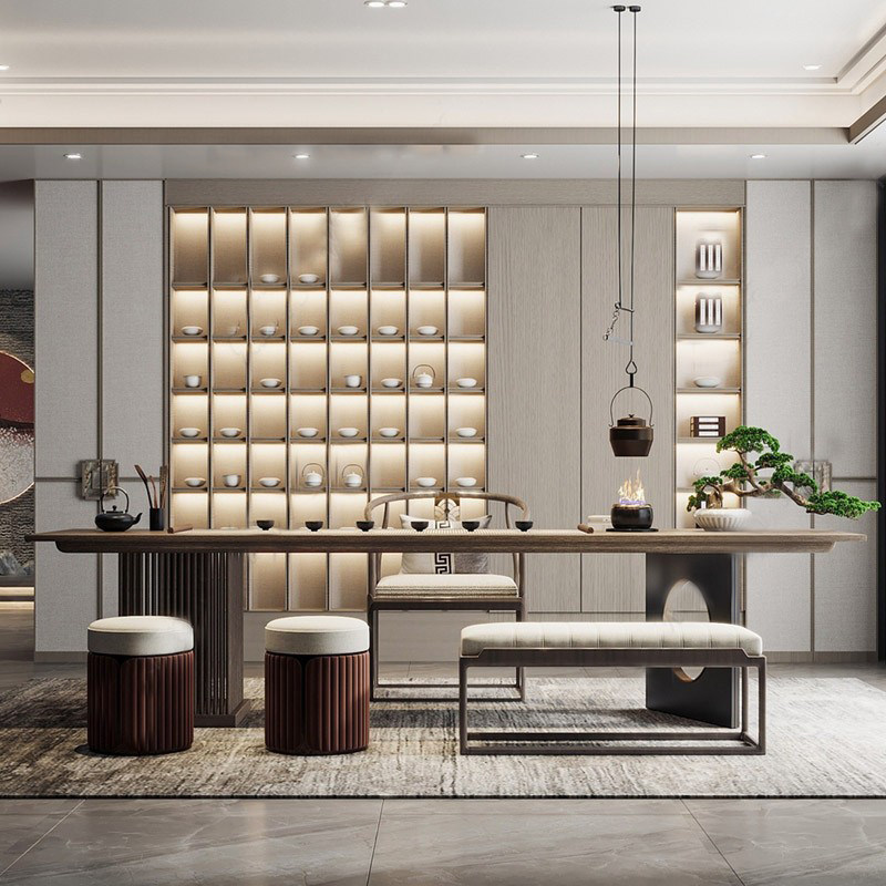 New Chinese Light Luxury Tea Table Solid Wood Tea Chair Kunfu Tea Stage Club Breakthrough Table Tea Table