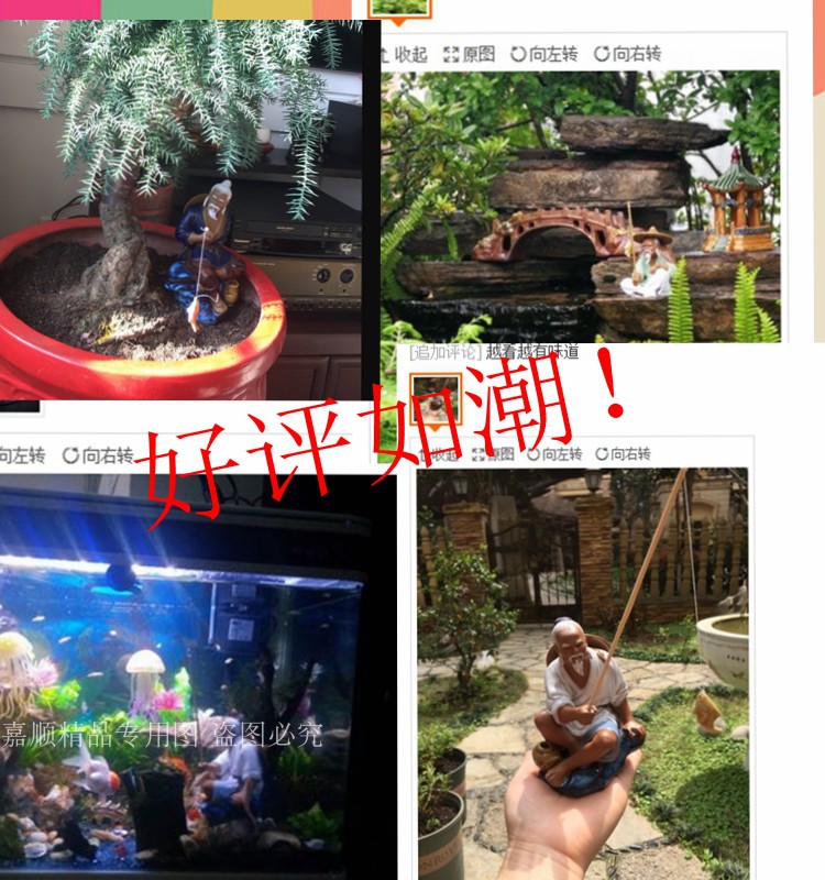 Shiwan gốm thủ công đồ trang trí trang trí nhà vườn vườn cây cảnh bonsai bể cá hiển thị gừng Taigong câu cá cách trang trí phòng khách nhà vuông