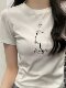 Letter printed right shoulder short sleeve t-shirt for women 2025 summer new style American retro slim slim short top trendy