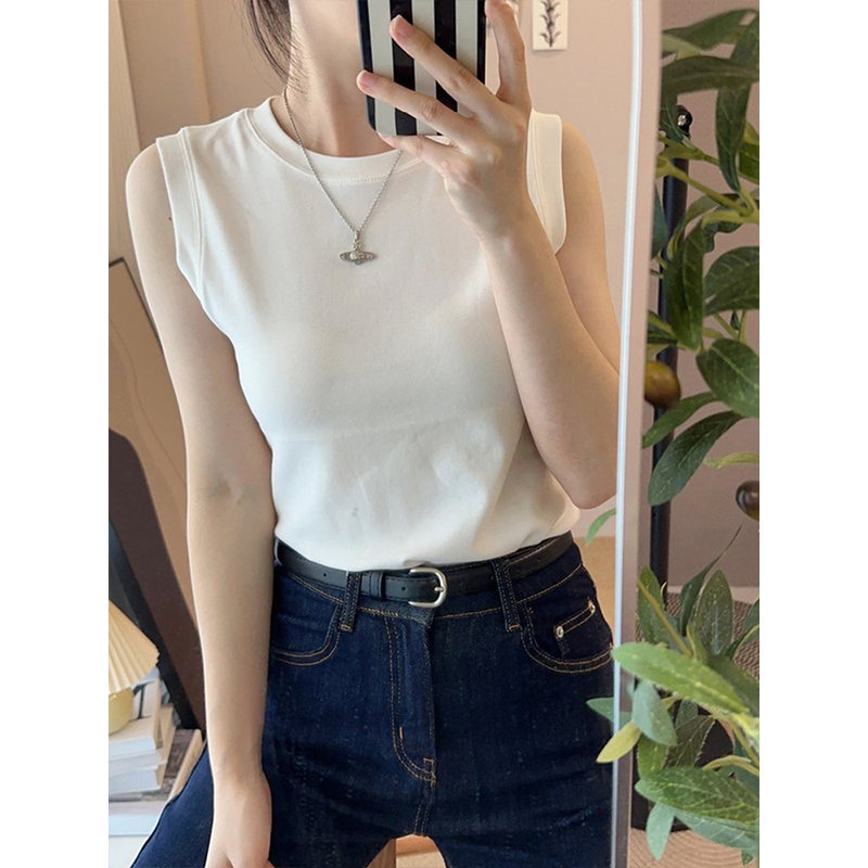 Spring and Summer Outerwear Round-Neck Sleeveless Vest for Women, Slim Fit, Versatile, Covers Side Breasts, Inner Wear, 2026 New Style, Elegant Top
