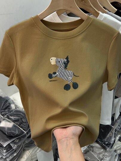 White short-sleeved right shoulder T-shirt for women summer 2025 new slim fit cotton Korean style bottoming shirt top ins trend