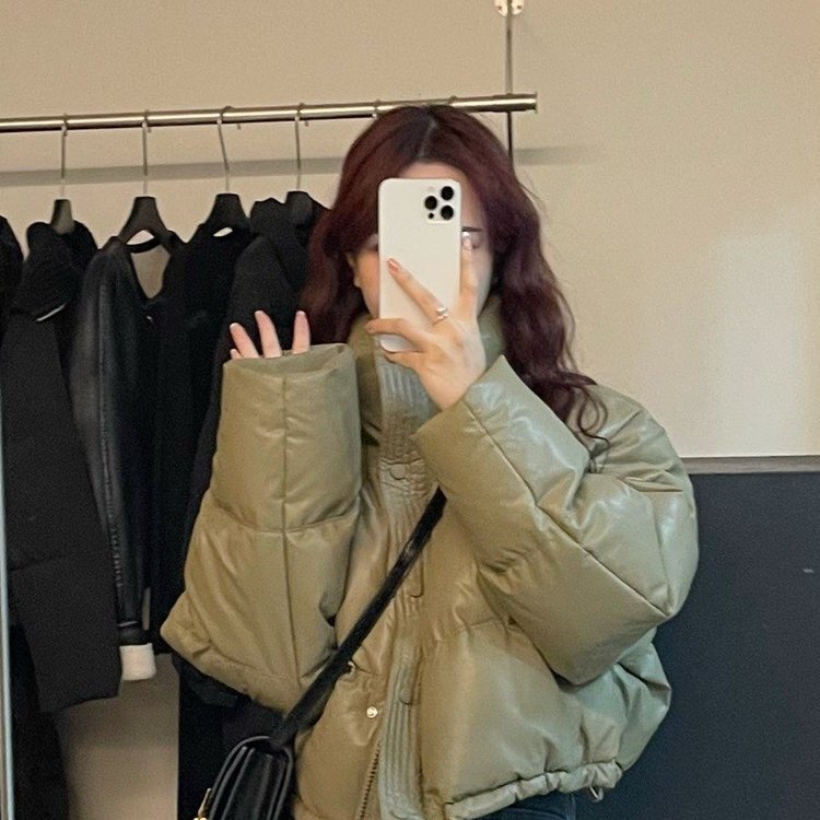 No-Wash Pu Leather down Jacket for Women, Short Style, New Winter Thickened Stand-Collar Puffer Jacket, Petite Kendall Coat No-Wash Pu Leather down Jacket for Women, Short Style, New Winter Thickened Stand-Collar Puffer Jacket, Petite Kendall Coat