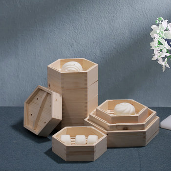 Wooden Hexagonal Steamer, Cantonese-Style Steamer, Hong Kong-Style Dim Sum Steamer, Pastry Steamer, Restaurant Wooden Steamer, Xiaolongbao Steamer
