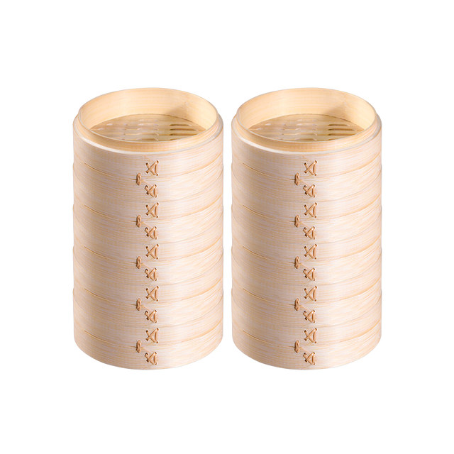 Household bamboo steamer commercial small steamer steamer drawer grid round small steamer steamed dumplings shaomai steamed restaurant dim sum cage