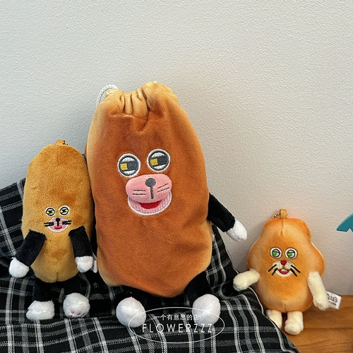 Забавная милая небольшая сумка, плюшевая кукла, наушники, аксессуар на рюкзак, подвеска, сумка для хранения, хлеб, подарок на день рождения