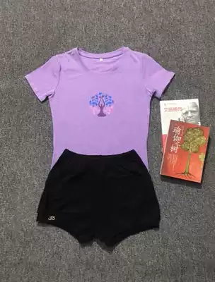 Summer new iyangar yoga suit short sleeve top shorts women slim thin high elastic cotton good sweat absorption