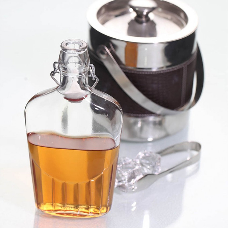 Fiaschetta metal buckle rubber stopper flat bottle sealed bottle Italian imported Bormioli Rocco spot