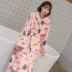 Gegemi mùa thu và mùa đông dài cặp vợ chồng flannel áo ngủ nữ đàn ông dày lên ấm áp áo choàng lông cừu san hô áo tắm đồ ngủ cặp Night Robe