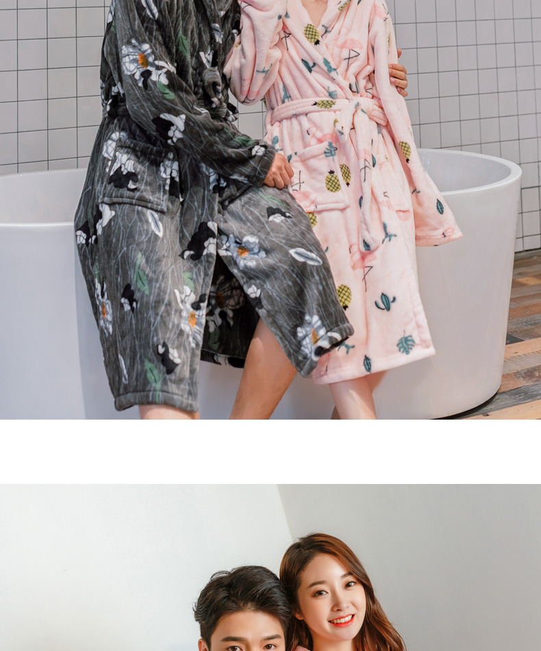 Gegemi mùa thu và mùa đông dài cặp vợ chồng flannel áo ngủ nữ đàn ông dày lên ấm áp áo choàng lông cừu san hô áo tắm shop đồ ngủ cao cấp