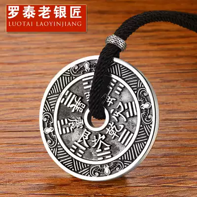 Luo Tai old silversmith retro S925 silver necklace men's pendant men's silver personality mountain ghost money gossip pendant women