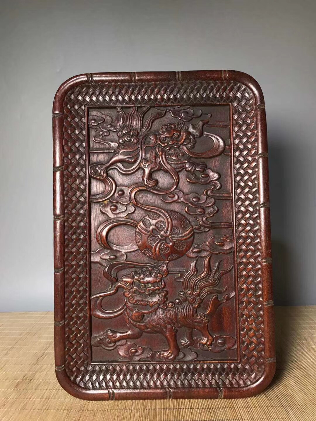 Antique solid wood tray collection antique and old rosewood everything wishful lion tea tray tray ornaments home gifts