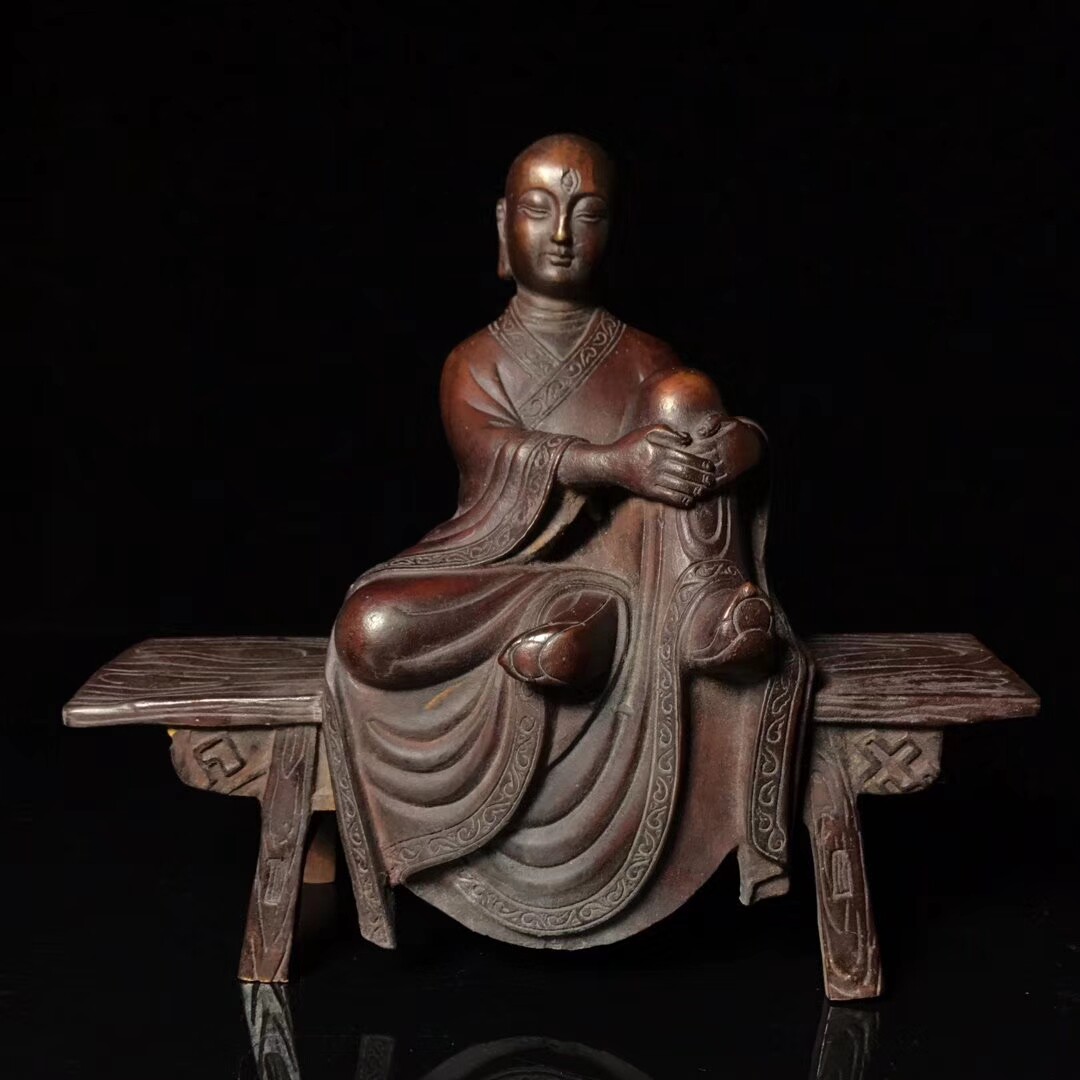 Antique bronze collection antique pure copper bench Buddha statue decoration home decoration for Buddha for incense copper Buddha decoration