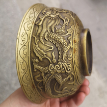 Ancient Play Rapport Collections Antique Make Old Brass Double Dragon Big Number Bowl Home Swing and TV props