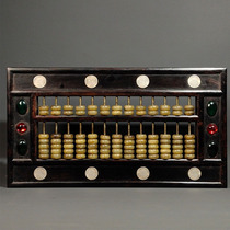 Ancient playing solid wood collection antique as old sandalwood inlaid jewel bronze silver dollar white jade abacus home pendulum film