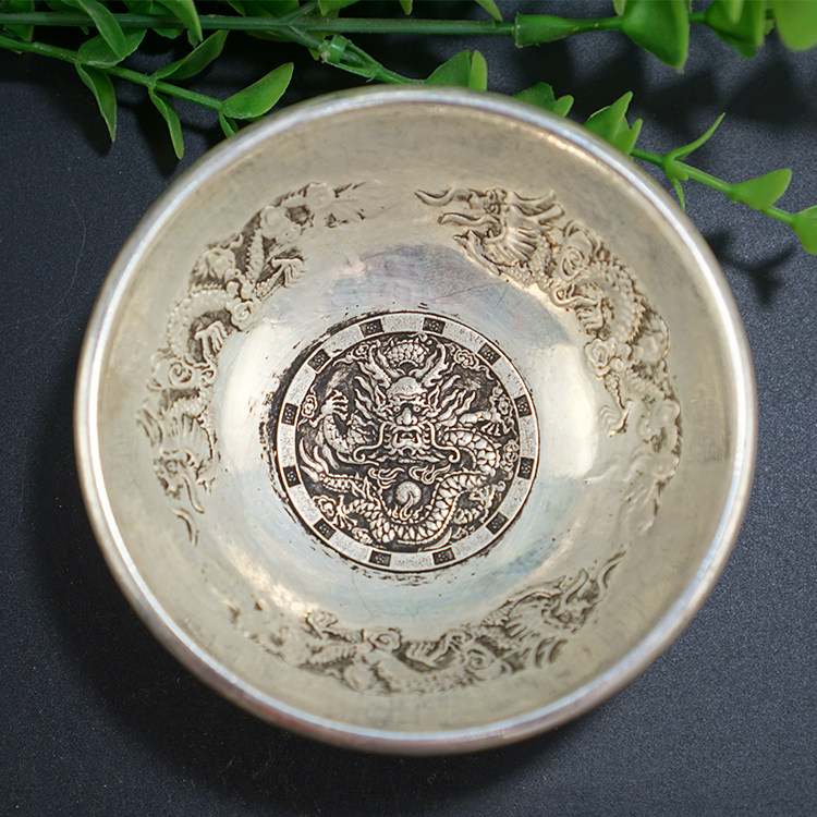 Imitation ancient brass white bronze pure copper casting bronze ware Merchants for treasure and treasure Golden Dragon Nafu Bronze Bowl Tea Bowl Wine Bowl