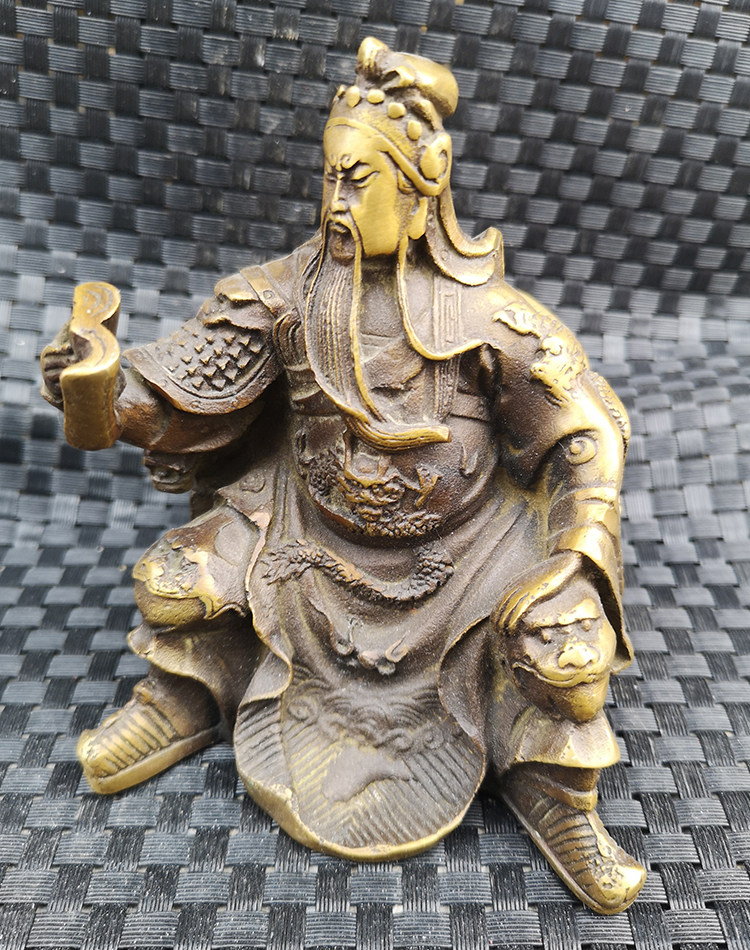 Pure copper reading Guan Gong bronze statue Guan Yu Guan Ye Buddha statue brass Guandi Shengjun Wu Caishen statue decoration