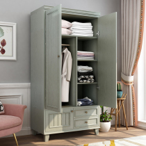 Self-viewing American furniture solid wood wardrobe two-door bedroom hanging wardrobe small household two-door storage wardrobe