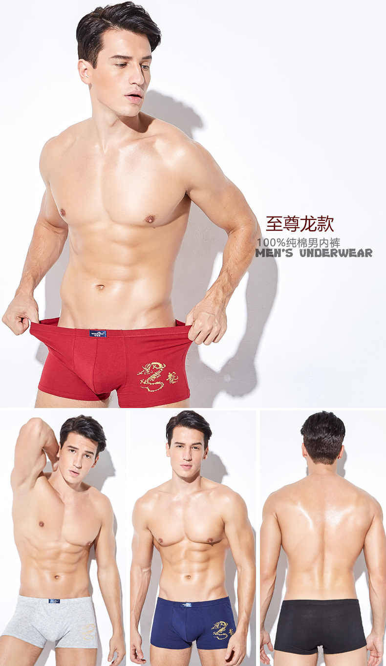 Của nam giới Đồ Lót 100% Cotton Boxer 4 Túi Hộp Quà Tặng Thời Trang Bông Mid-rise Quần Lỏng Thoáng Khí Boxer