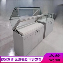 Solid wood paint hydraulic display cabinet museum glass display cabinet cultural relics calligraphy and painting jade sample exhibition display counter