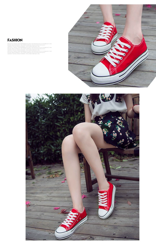 Mùa xuân và mùa hè trắng sneakers ladies Hàn Quốc phiên bản của nền tảng giày vải thấp để giúp thể thao và giải trí thắt lưng tăng giày đơn triều giầy thể thao nữ đế cao