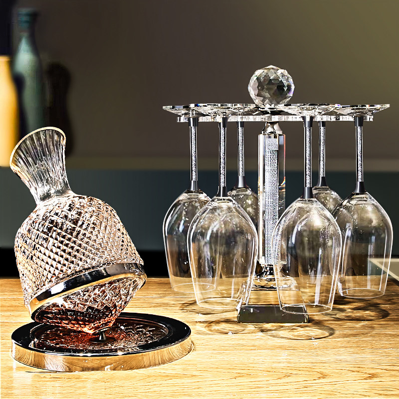 Creative wine glasses set home luxury high-end European style crystal decanter personalized custom wine glass rack gift box