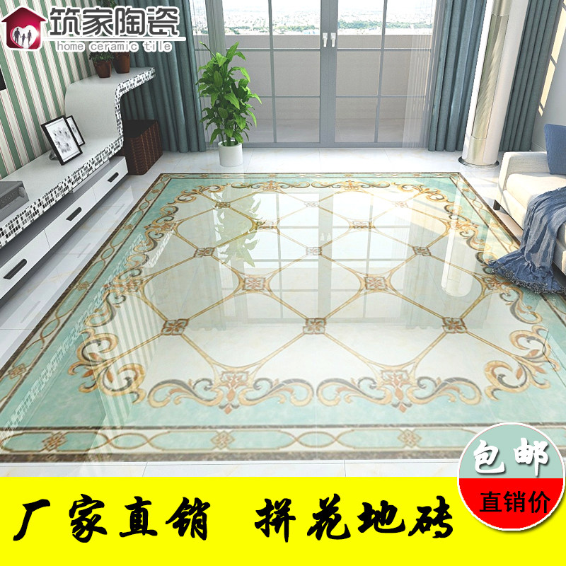 Imitation waterknife European style parquet floor tiles 800x800 guest dining hall gangway anti-wear and abrasion resistant carpet flower jigsaw puzzle floor tiles