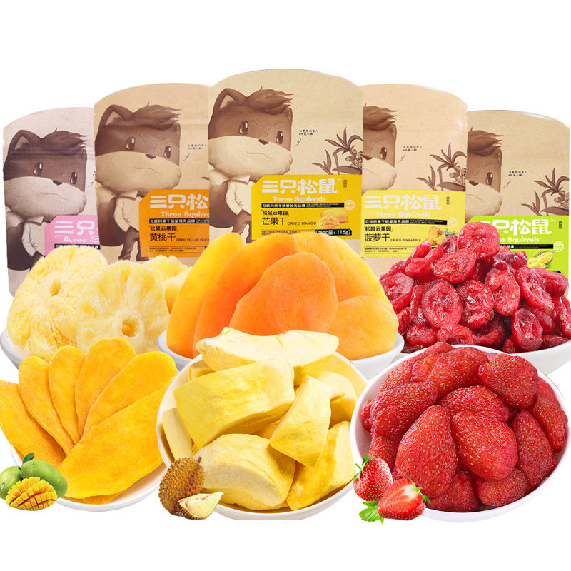 Three squirrel dry fruit dry mango dry peach dry yellow peach dry three packs 328 grams