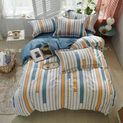 One meter five sheets spring cotton quilt cover four-piece spring and autumn household 100 cotton skin-friendly summer boys trend