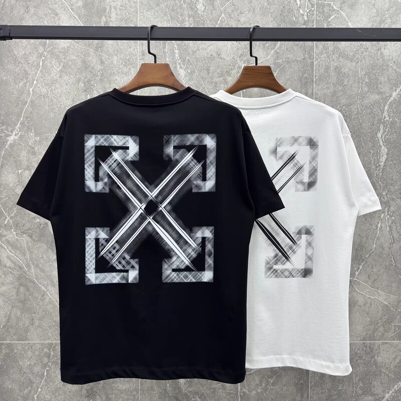 Off-Xenmas All-Cotton Loose T-Shirt for Men and Women ins Round Neck Large Size Heavyweight Short-Sleeve Arrow European and American Style Trendy Brand