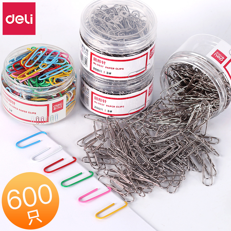 Deli paper clip office supplies paper clip back stitch binding stationery nickel plated thick large box wholesale color paper clip metal rust proof long tail clip bookmark creative cute