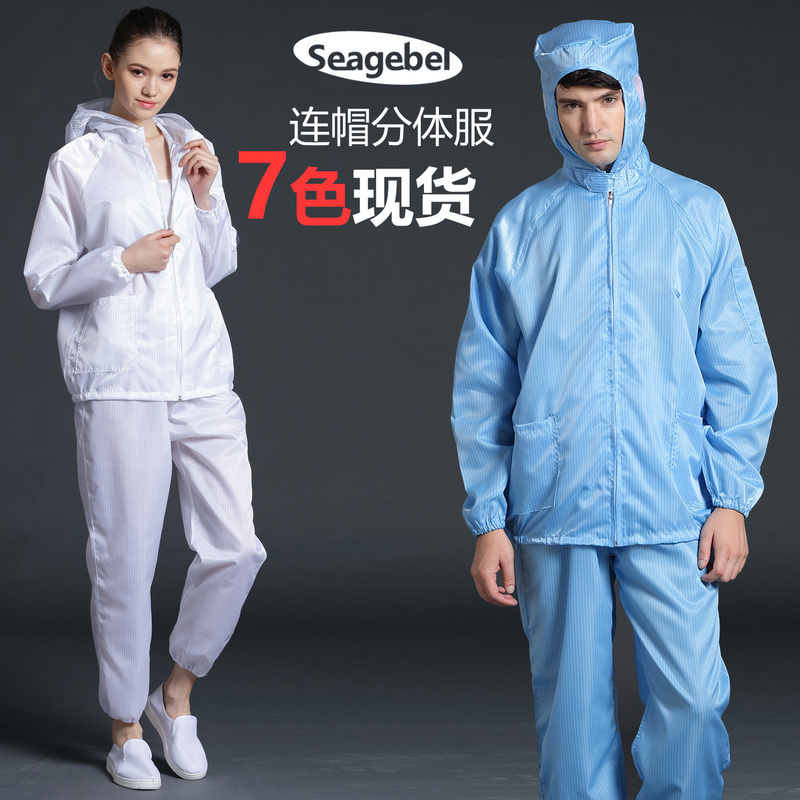 Anti-Static Hooded Two-Piece Suit, Dust-Proof Cleanroom Suit, Dust-Free Work Clothes, Two-Piece Dust-Free Clothing, Spray Paint Protective Suit Set