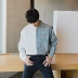 Đàn ông Sicilia retro in port gió trai kẻ sọc khâu áo sơ mi nam lưới đỏ Cai Xukun với áo sơ mi nam áo sơ mi dài Áo