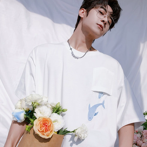 CHICERRO Дизайнерская летняя белая футболка для влюбленных, с вышивкой, тренд сезона, короткий рукав