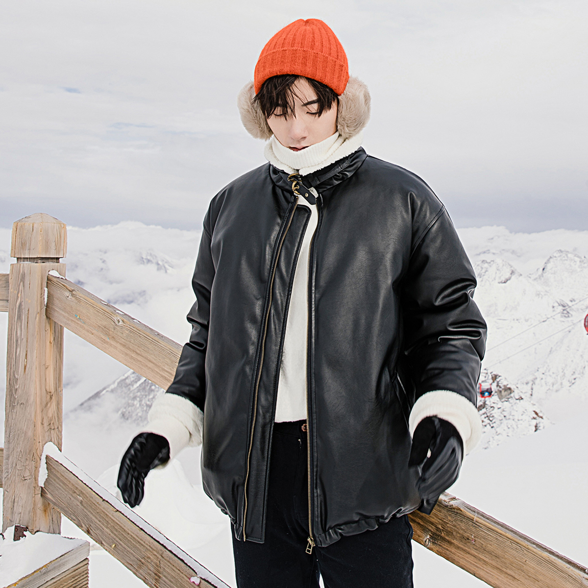 Sicilian men's clothing extremely fast shipping ~ lamb wool loose thickened leather coat men's Korean version