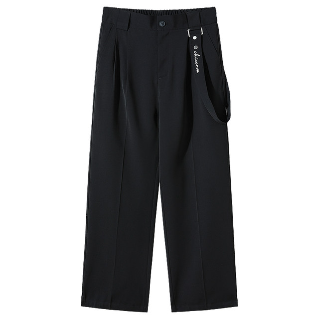 CHICERRO Sicilian ຜູ້ຊາຍພາກຮຽນ spring ວ່າງຊື່, ກາງເກງຂາກວ້າງແບບກະທັດຮັດການອອກແບບ pants ຊຸດສີດໍາ trendy
