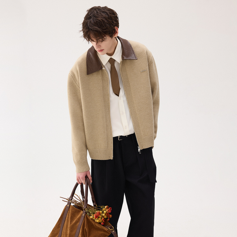 Chicerro Sicilian Men's Clothing Japanese Retro High-End Arctic Velvet Knitted Cardigan Cool Boy Jacket Trendy Chicerro Sicilian Men's Clothing Japanese Retro High-End Arctic Velvet Knitted Cardigan Cool Boy Jacket Trendy