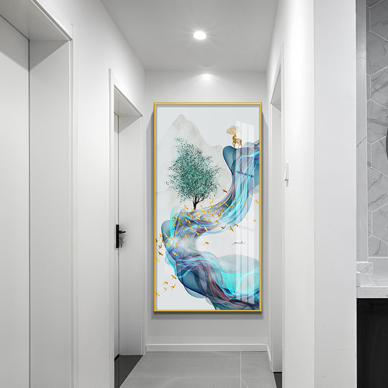 Entry Xuanguan Decorative Painting Vertical version of the Modern Corridor End of the aisle fresco Living room Background wall hanging painting Atmosphere