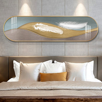 Bedside painting 2021 new bedroom decoration painting master bedroom background wall painting light luxury wind mural feathers abstract hanging painting