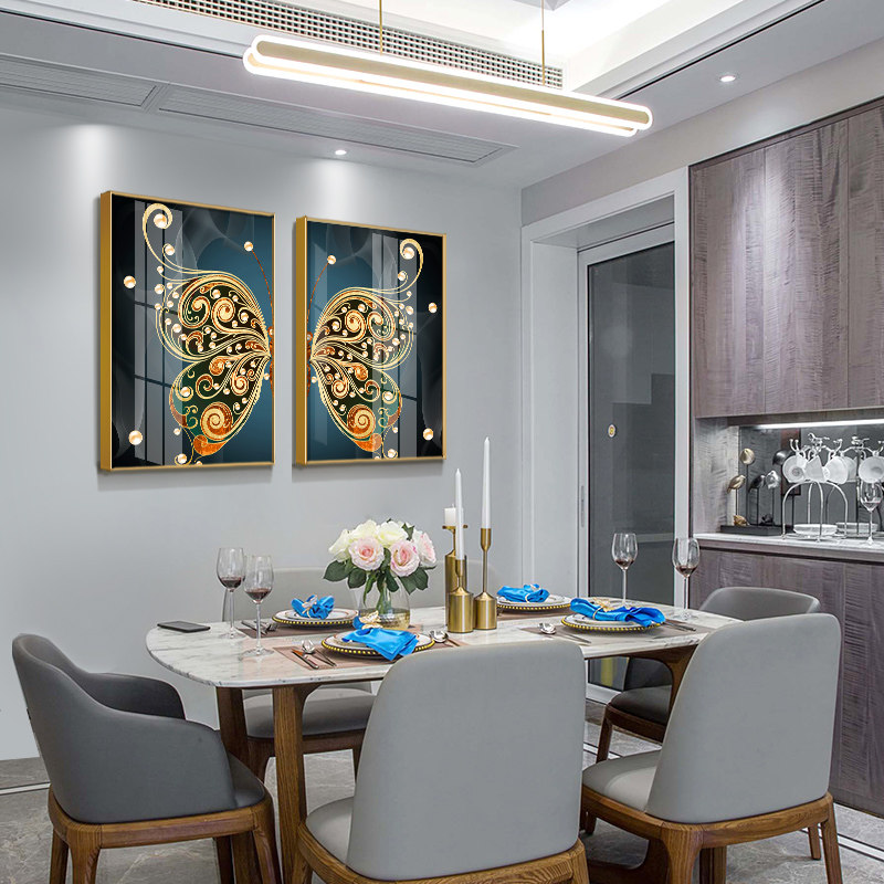 Dining Room Decoration Painting Table Modern Minimalist Hall Hung Painting Kitchen Dining Room Wall Decoration Mural Light Extravagant Wall Painting