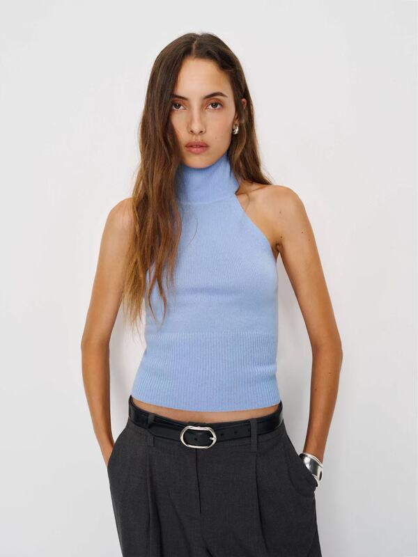 Ref Women's Turtleneck Halter Neck Sleeveless Cashmere Sweater Knitwear for Women Ref Women's Turtleneck Halter Neck Sleeveless Cashmere Sweater Knitwear for Women
