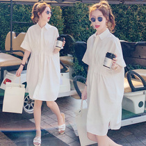 Pregnant women dress summer shirt shirt Yang Career Career Large-size loose Han Edition fashion tops dress