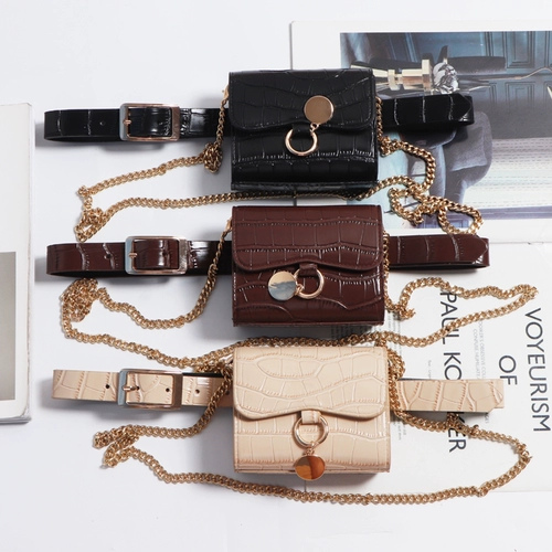 Tide, черная поясная сумка, маленькая цепь, ремешок для сумки, маленький костюм, юбка, ремень, сумка через плечо, популярно в интернете