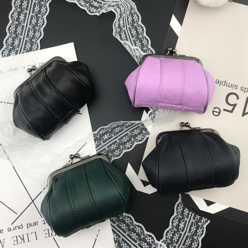 Korean version of the new simple cute coin purse super mini buckle female coin purse storage small bag sheepskin small wallet