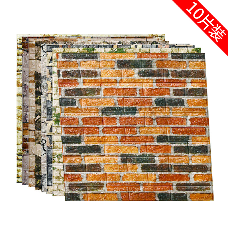 Retro 3d Solid brick pattern waterproof self-adhesive wall paper processing Shop Clothing Shop Barbecue shop Wall Renovated Decorative Wall Stickup