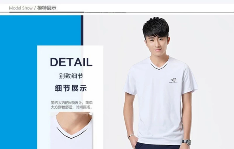 Bộ đồ thể thao nam quần cotton mùa hè cổ chữ V tay ngắn thể thao phù hợp với quần áo mùa hè nam chạy bộ quần áo mỏng - Thể thao sau