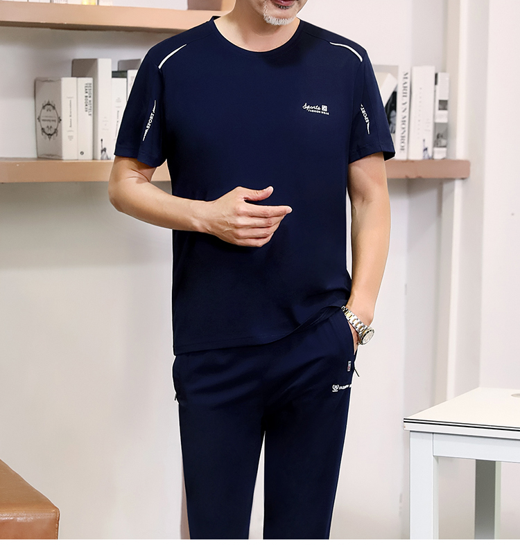 Thể thao phù hợp với nam giới mùa hè mỏng ngắn tay quần short hai mảnh thường chạy thể thao trung niên thể thao nam bộ thể thao adidas nữ thu đông chính hãng
